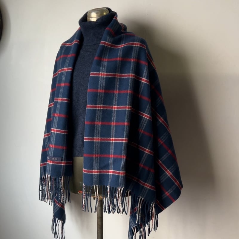 RALPH LAUREN ラルフローレン チェック柄 大判ストール ウール100