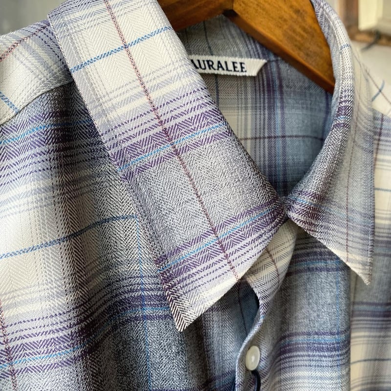 AURALEE SUPER LIGHT WOOL CHECK SHIRTS | Less