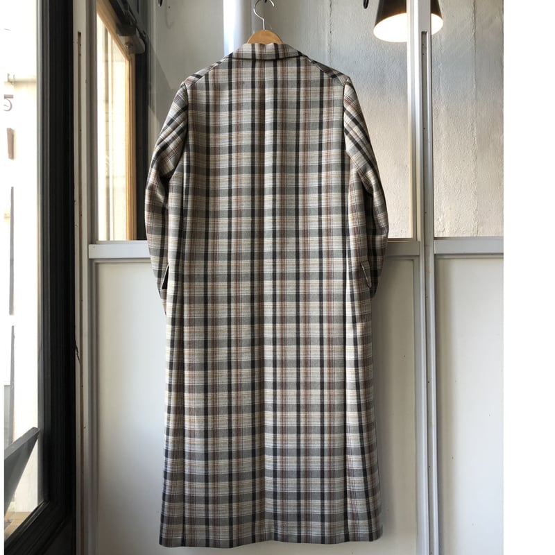 AURALEE DOUBLE FACE CHECK CHESTERFIELD COAT (