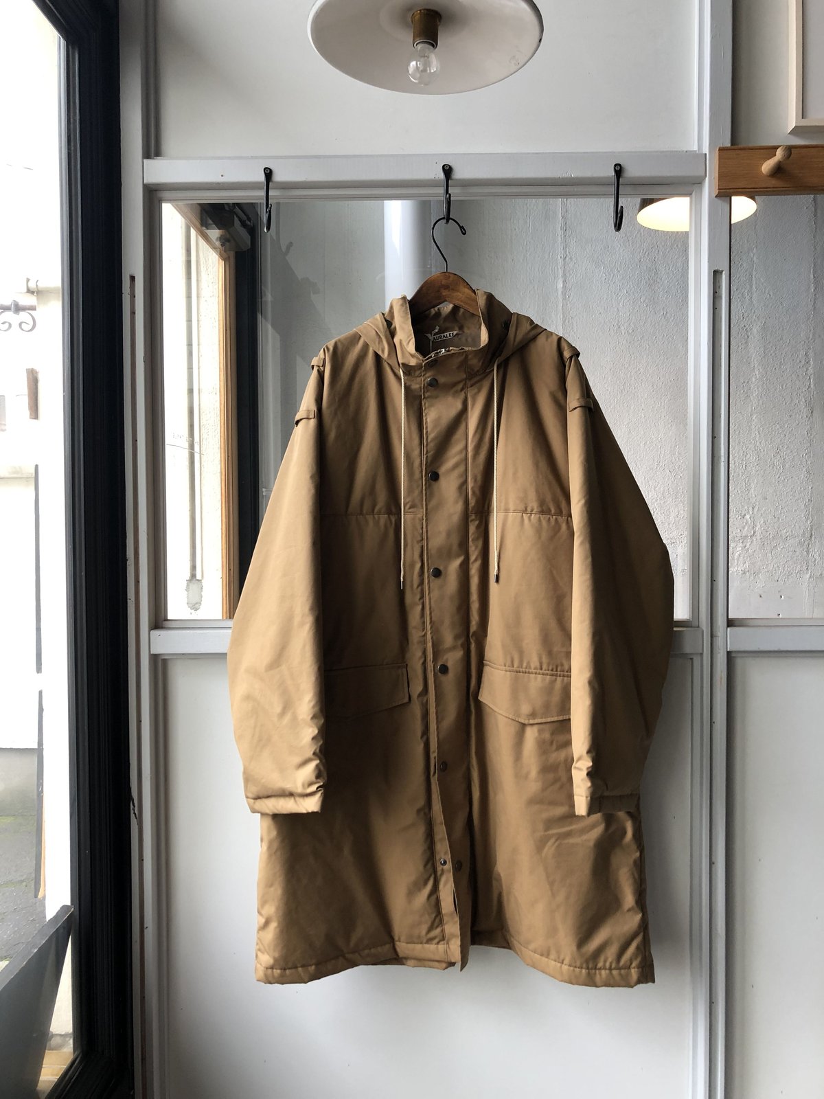 AURALEE FINX NYLON OX BATTING HOODED COAT (Men