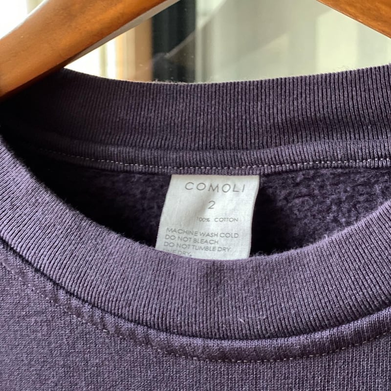 COMOLI コットン吊裏毛 クルーネック FADE NAVY | Less Higas