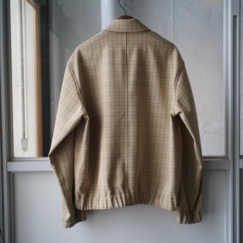AURALEE HARD TWIST WOOL DOUBLE FACE CHECK BLOU