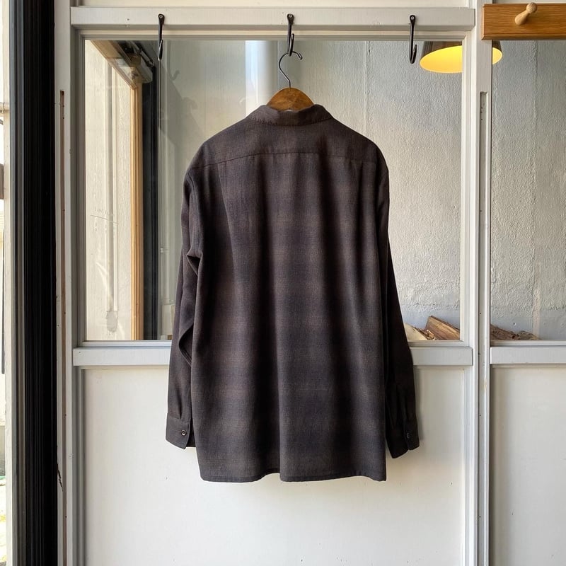 COMOLI ウールチェック オープンカラーシャツ | Less Higashikawa