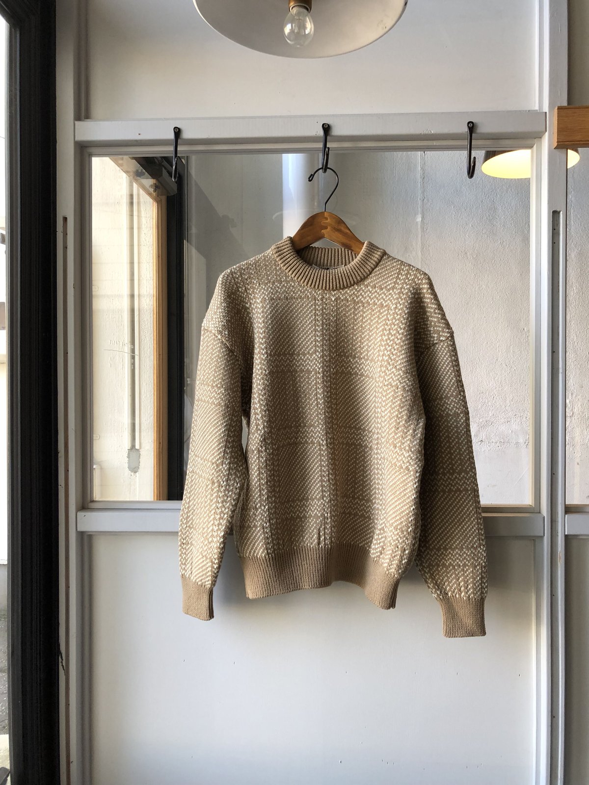 AURALEE HARD TWIST MERINO JACQUARD KNIT BIG P/