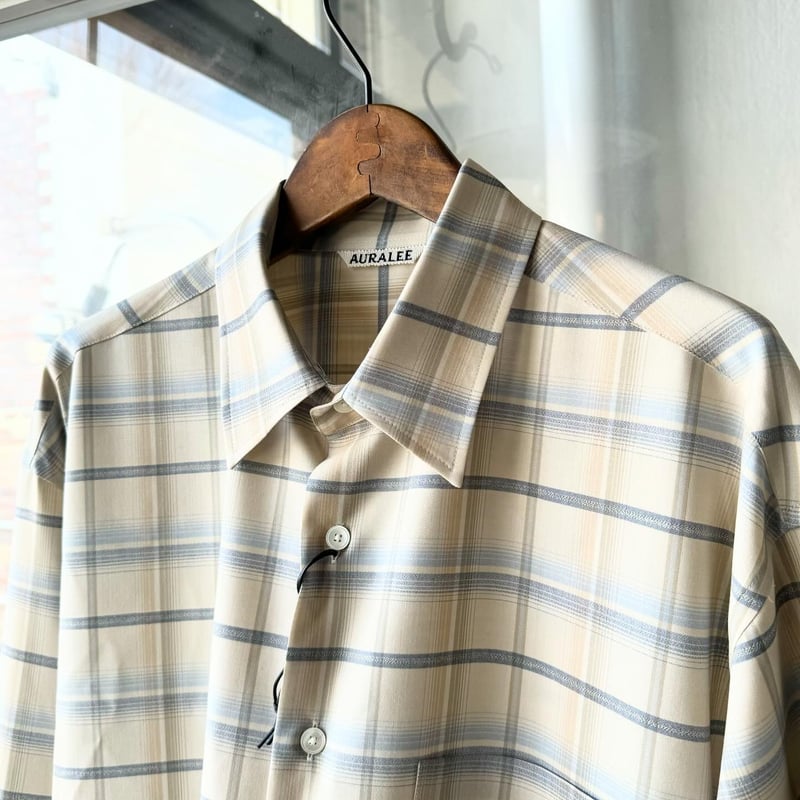 AURALEE SUPER LIGHT WOOL CHECK SHIRT | Less Hi