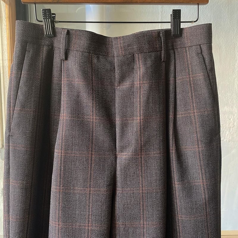 AURALEE BLUEFACED WOOL CHECK WIDE SLACKS A2
