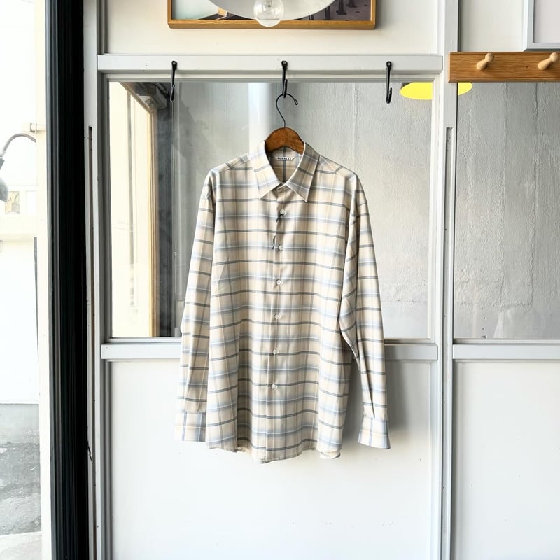 AURALEE SUPER LIGHT WOOL CHECK SHIRT | Less Hi
