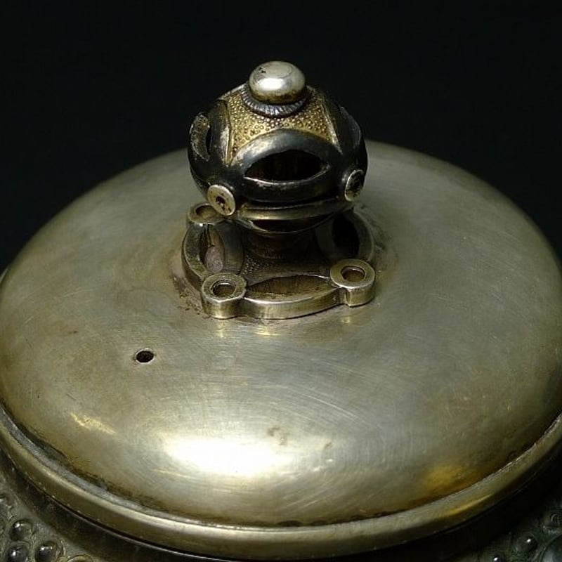 純銀製 金メッキ 霰打出 花蕾摘 横手急須 銀瓶 煎茶道具 【公式通販】