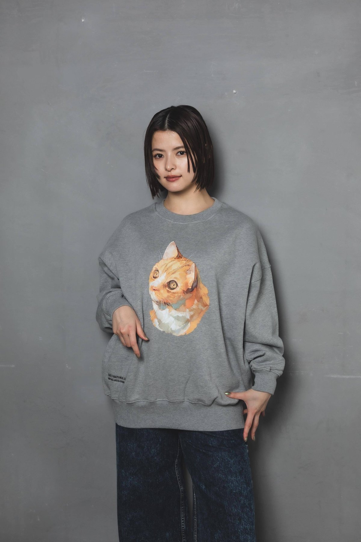 Neko Sweat(ziitto)-グレー | harapeco Store