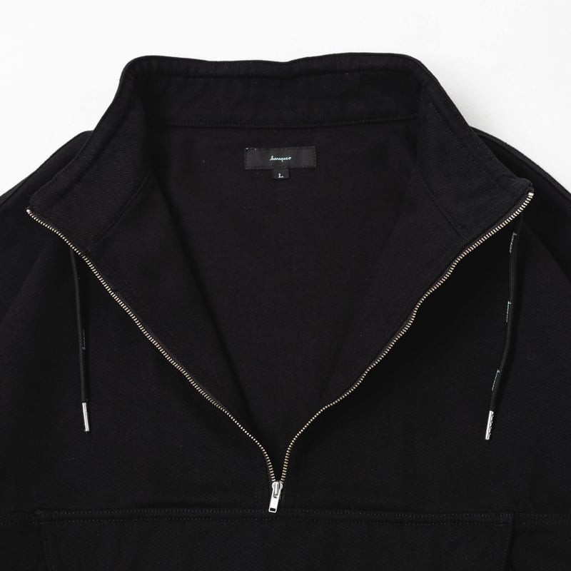 Half Zip Twill Pull over-ブラック | harapeco Store