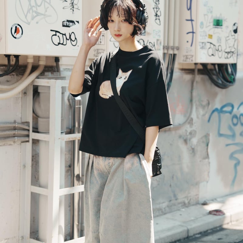 GENTLE CAT TEE（mochiNeko） - ホワイト | harapeco Store