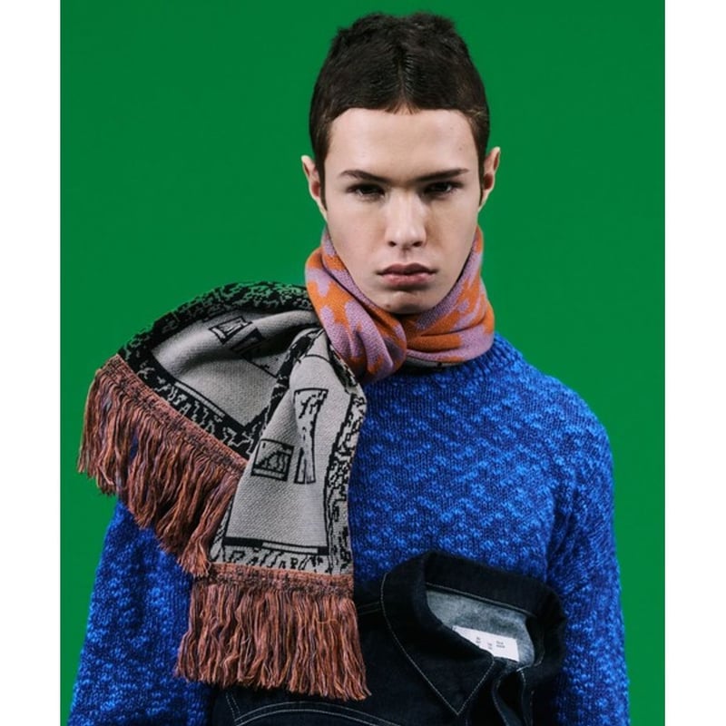 予約商品】BAL JACQUARD KNIT SOCCER SCARF | MAROON