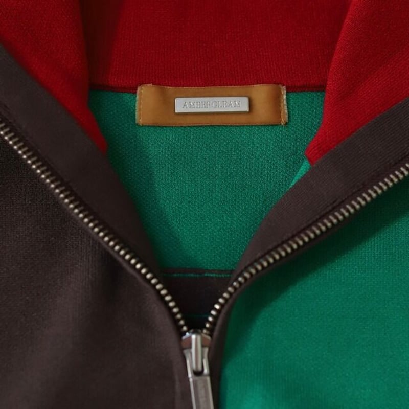 AMBERGLEAM Jacquard Knit Drivers Jacket / BLOCK