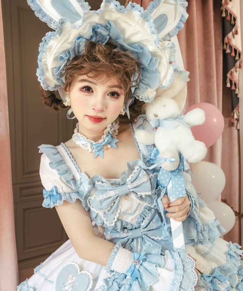ラビットリボン」青木美沙子コラボドレス（サックス）【6/15まで】送料