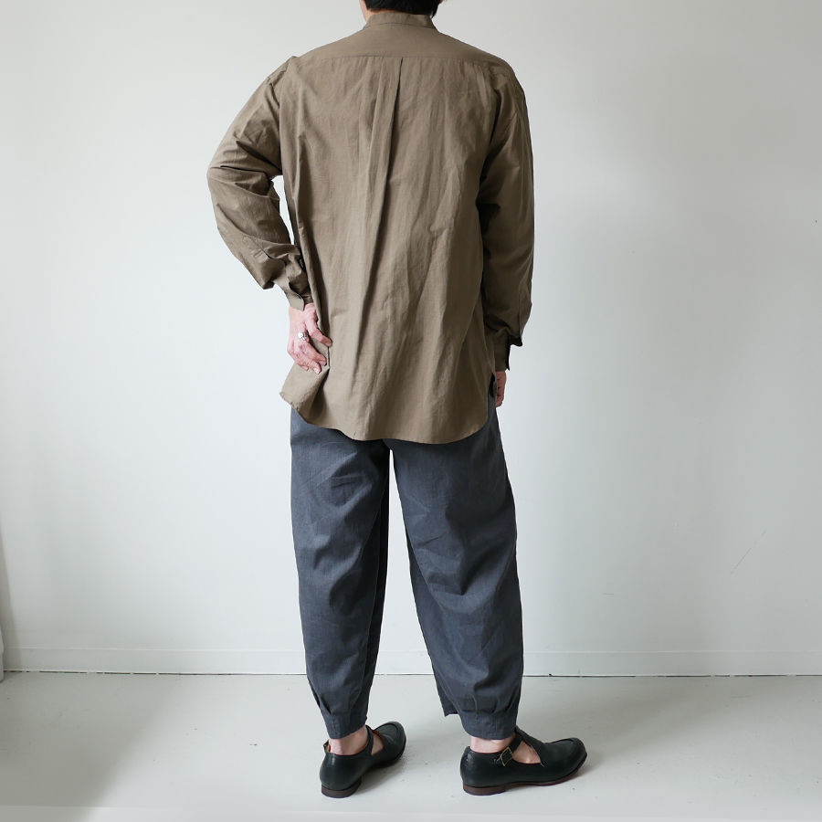 WIRROW｜ウィロウ｜Cotton linen stand collar shirt｜siz