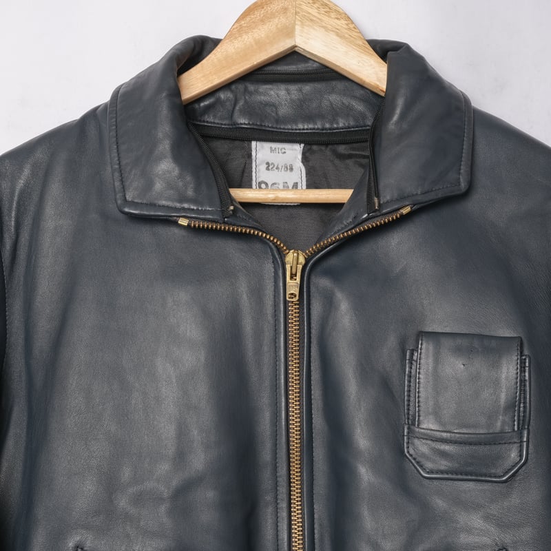 French Army Pilot Leather Jacket (Navy) Size96M
