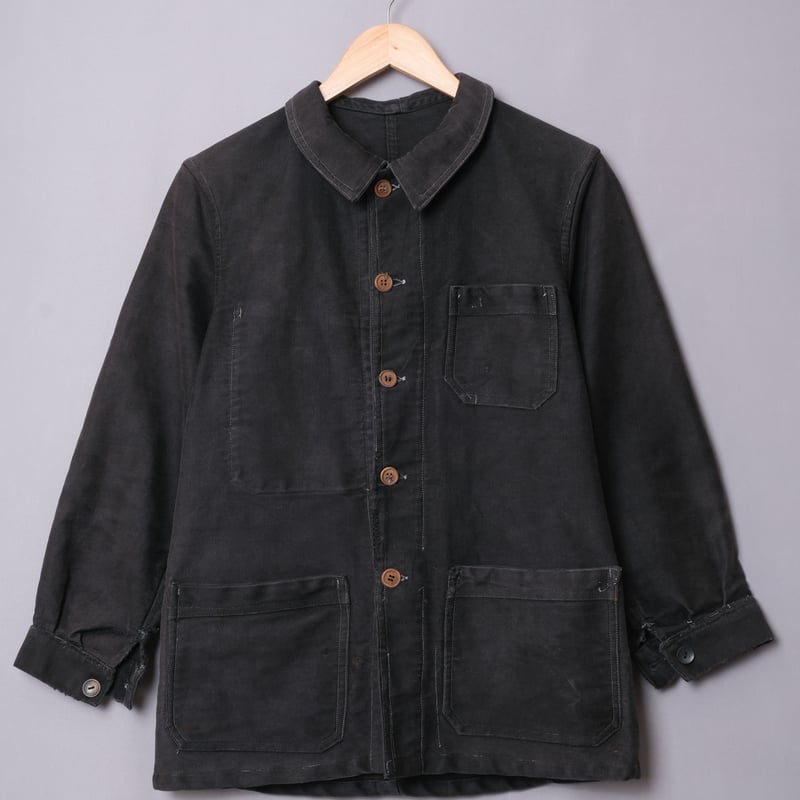 30-40s Le Mont St Michel？Black Moleskin Jacket