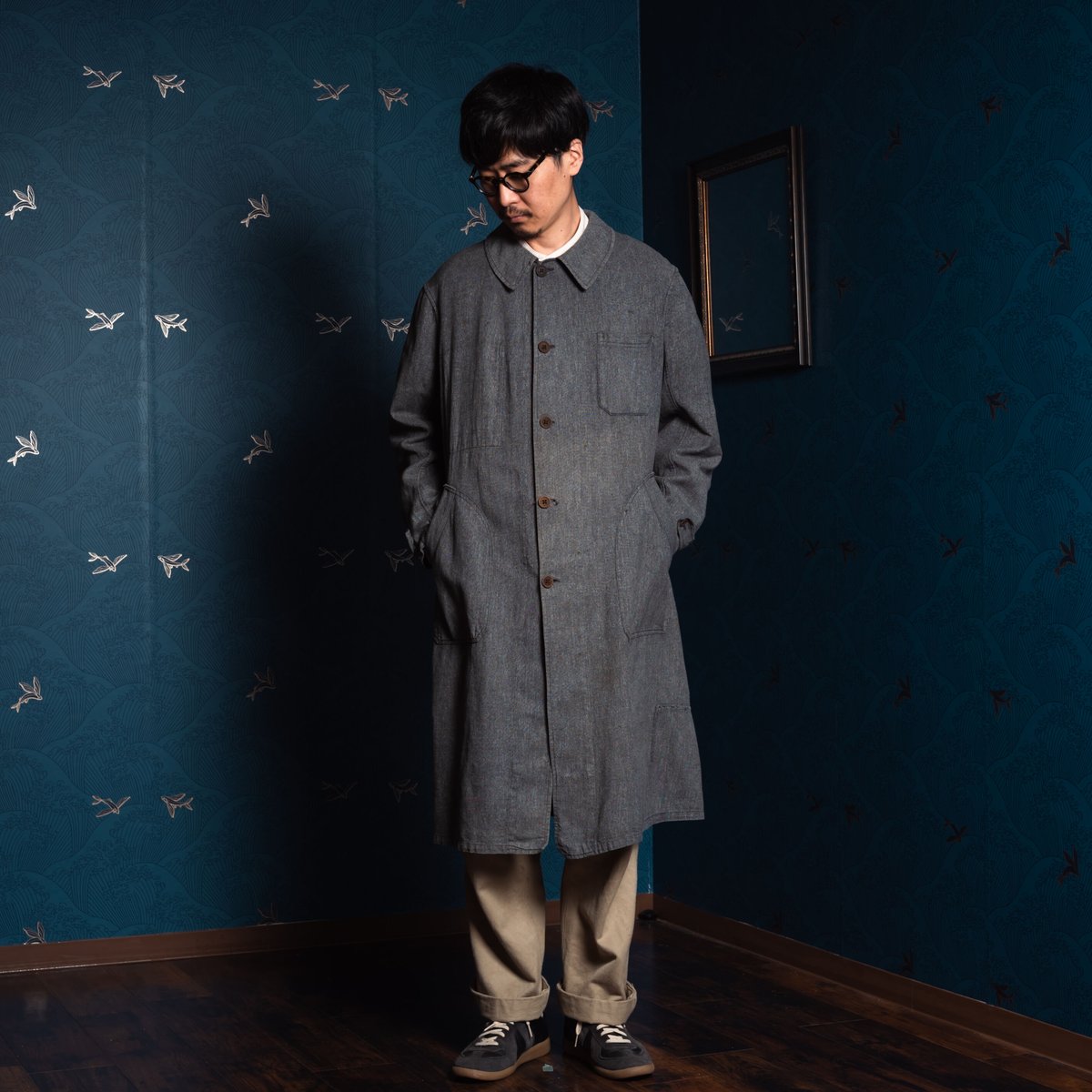 30-40s French Vintage VETRA Black Chambray Atel