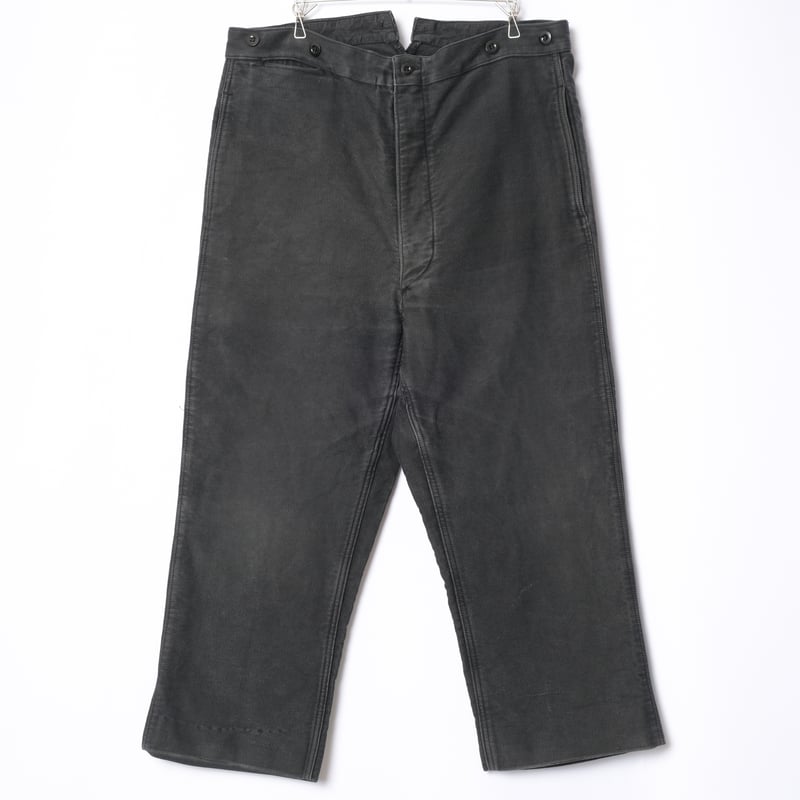 40s France Vintage Black Moleskin Work Trousers