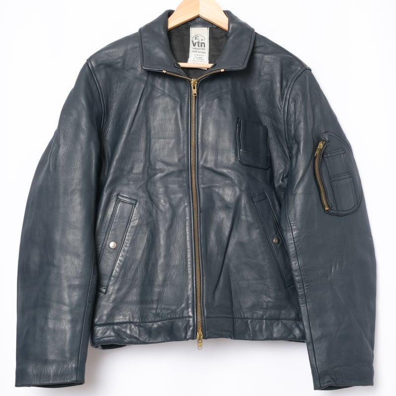 70s-80s French Army VTN Pilot Leather Jacket Si