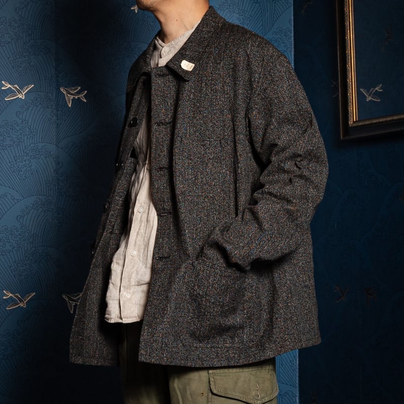 40s France Vintage Black Chambray Work Jacket D