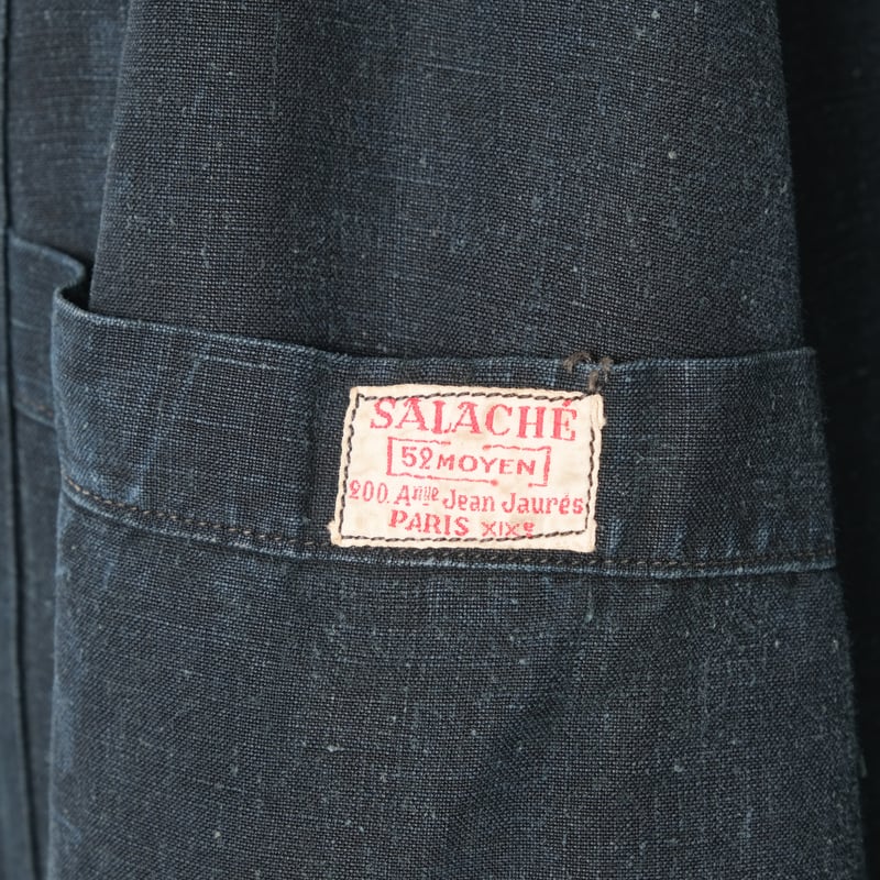 30s France Vintage Indigo Linen Maquignon Coat