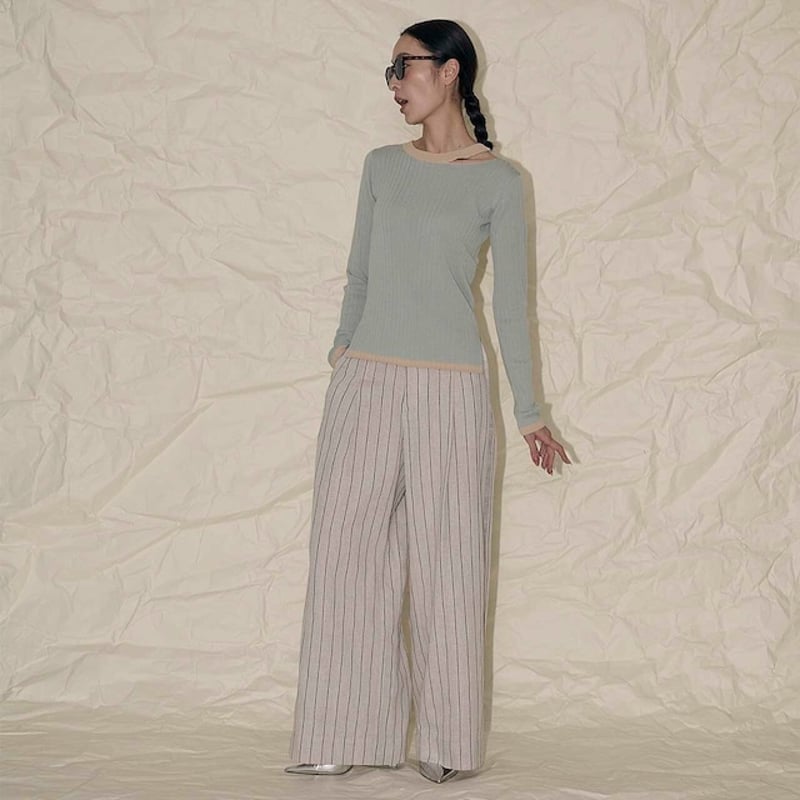 THOMAS MAGPIE herringbone strip pants【2242307】