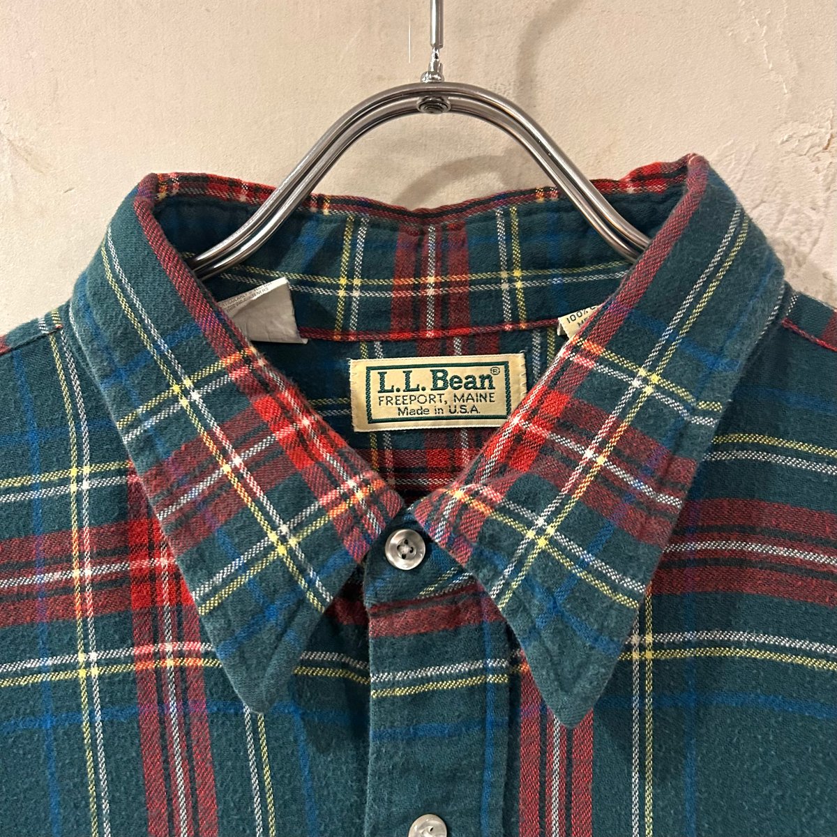80s L.L.Bean L/Sネルシャツ エルエルビーン コットンシャツ USA製 Size