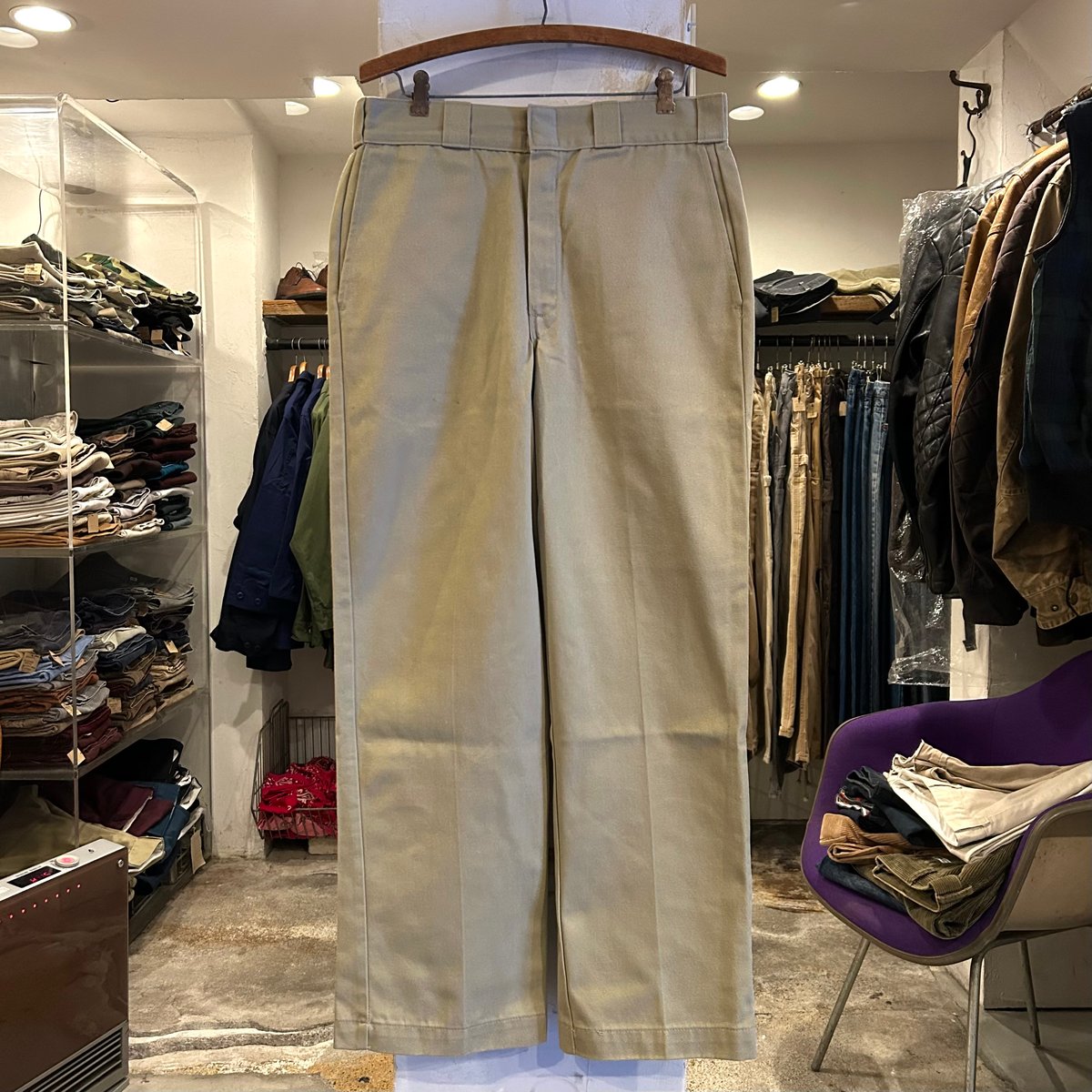 90s Dickies 874 ワークパンツ ディッキーズ ベージュ TALONジップ 32×
