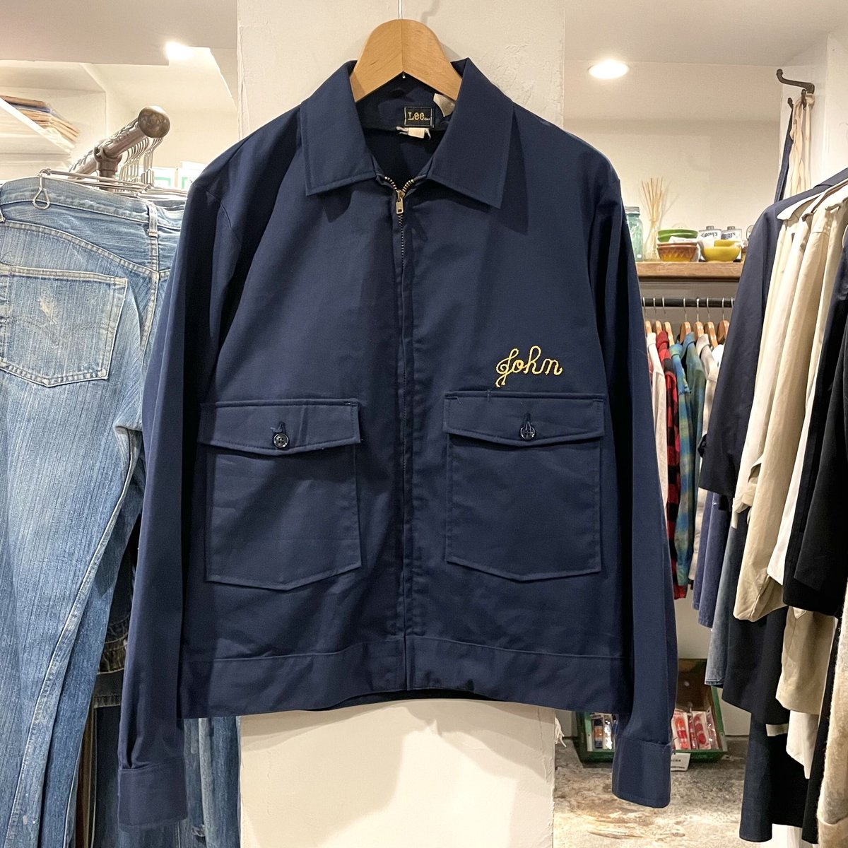 Lee 70s ワークジャケット TALONジップ 紺 ポリエステルxコットン
