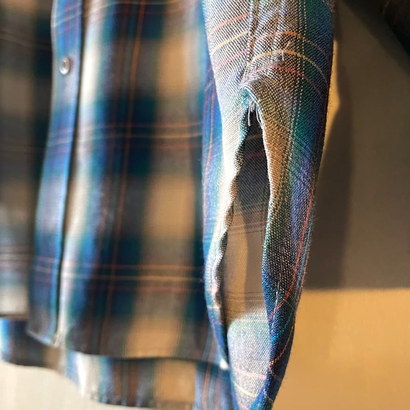 70s PENDLETON L/S ウールシャツ M USA製 オンブレチェック ペン