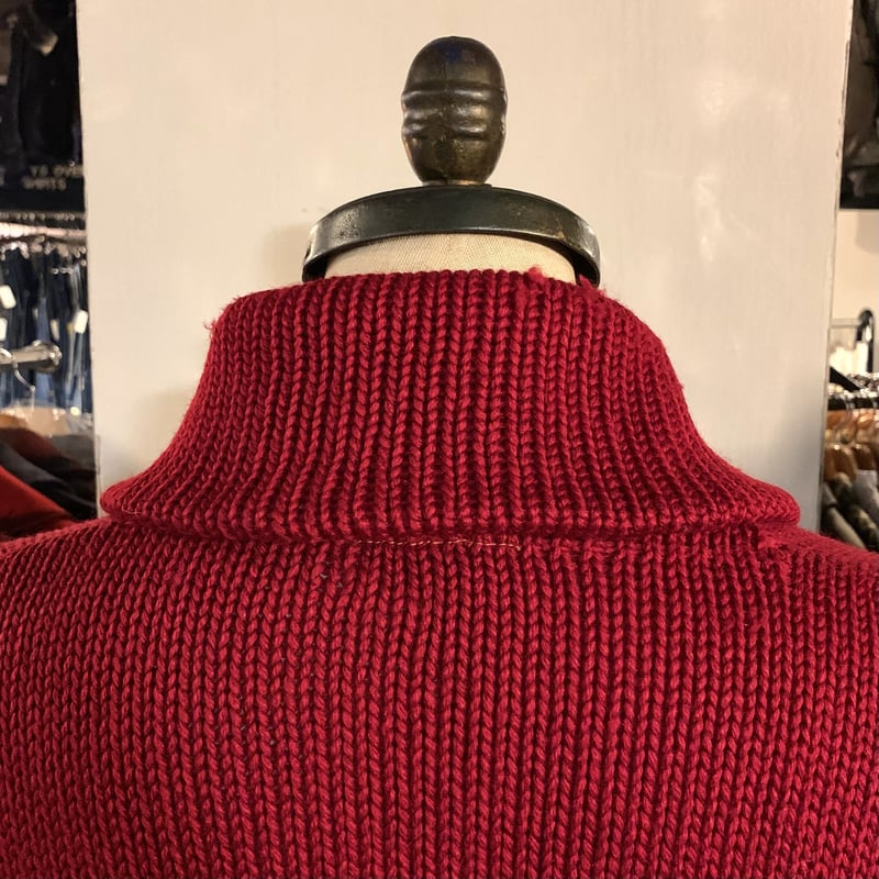 30s〜 Vintage Cardigan ショールカラー カーディガン ワインレッド
