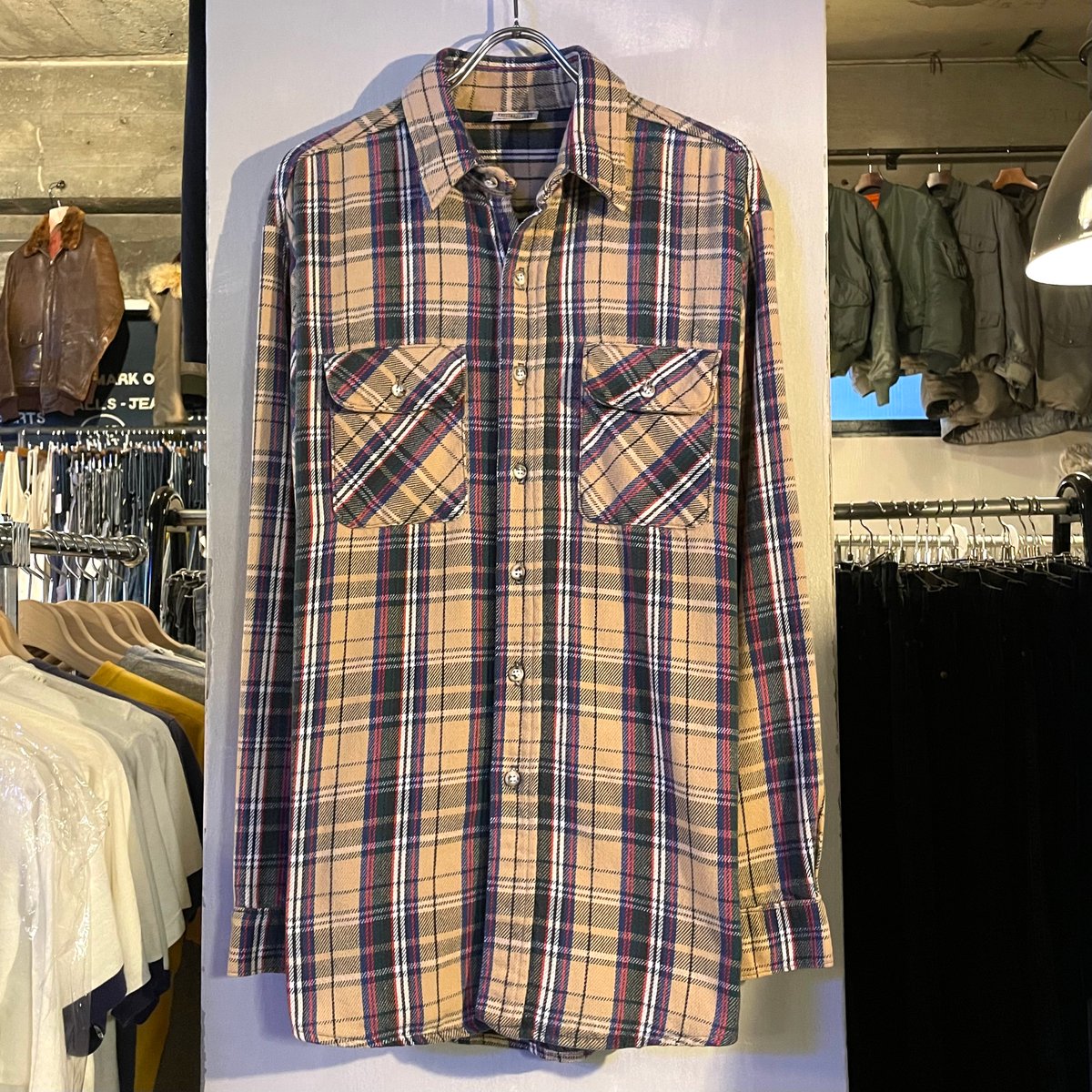 80s FIVE BROTHER L/S ネルシャツ USA製 Size XL コットンシャツ