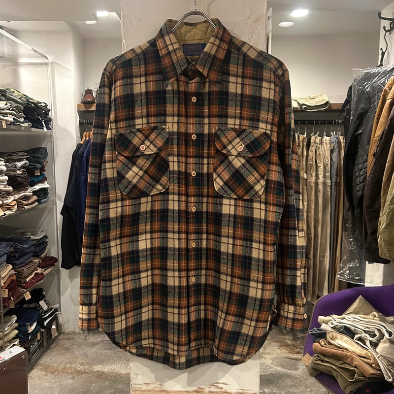 70s PENDLETON ウールチェックシャツ ペンドルトン Size M USA製 (S3