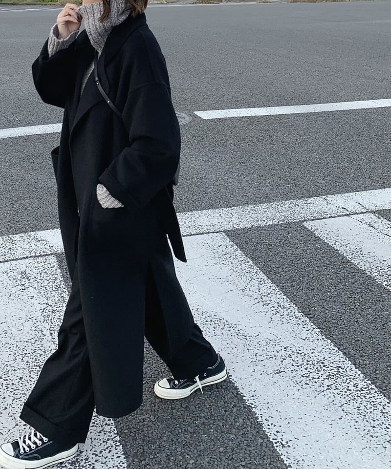 light melton coat(gray/black) | ok.soon