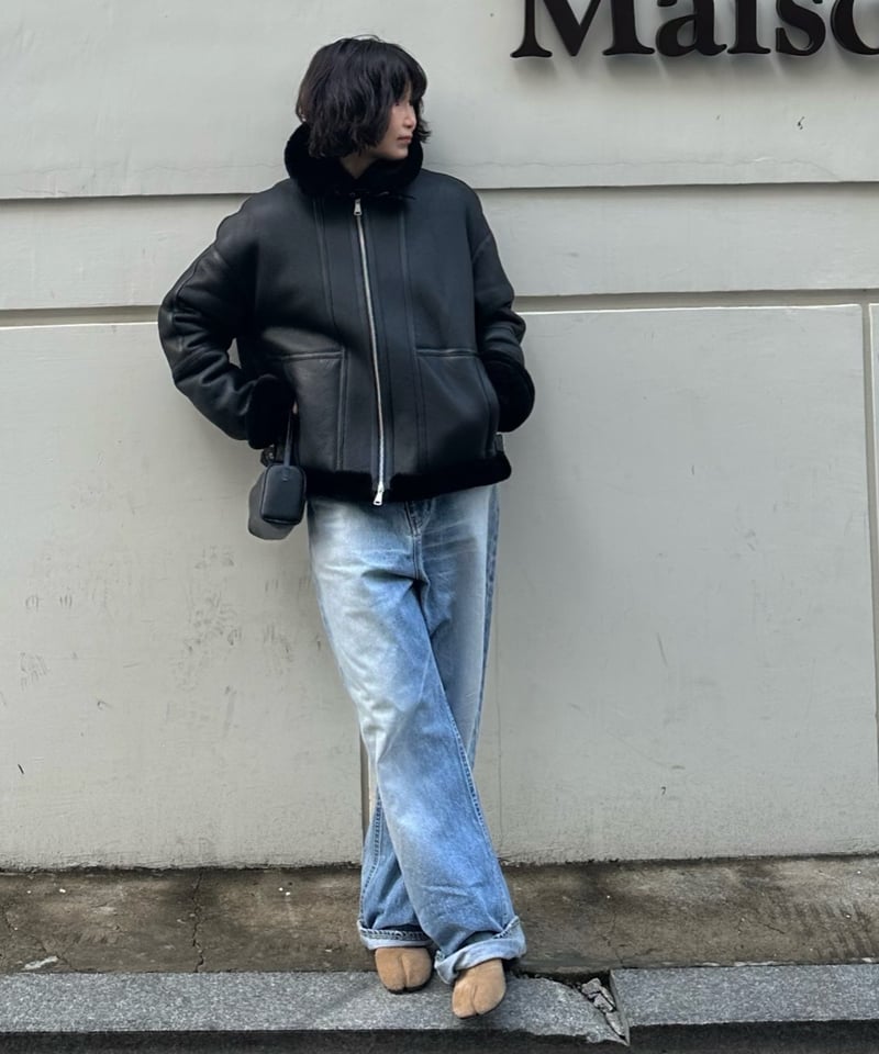 leather shearing jacket | ok.soon