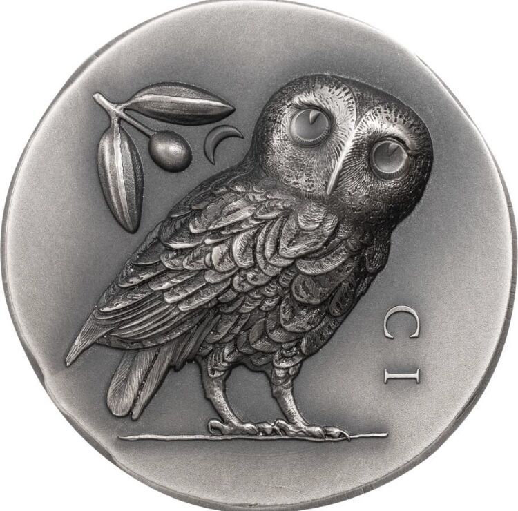アテネ フクロウ銀貨 $5 1オンス銀貨 クック諸島 アンティーク仕上げ