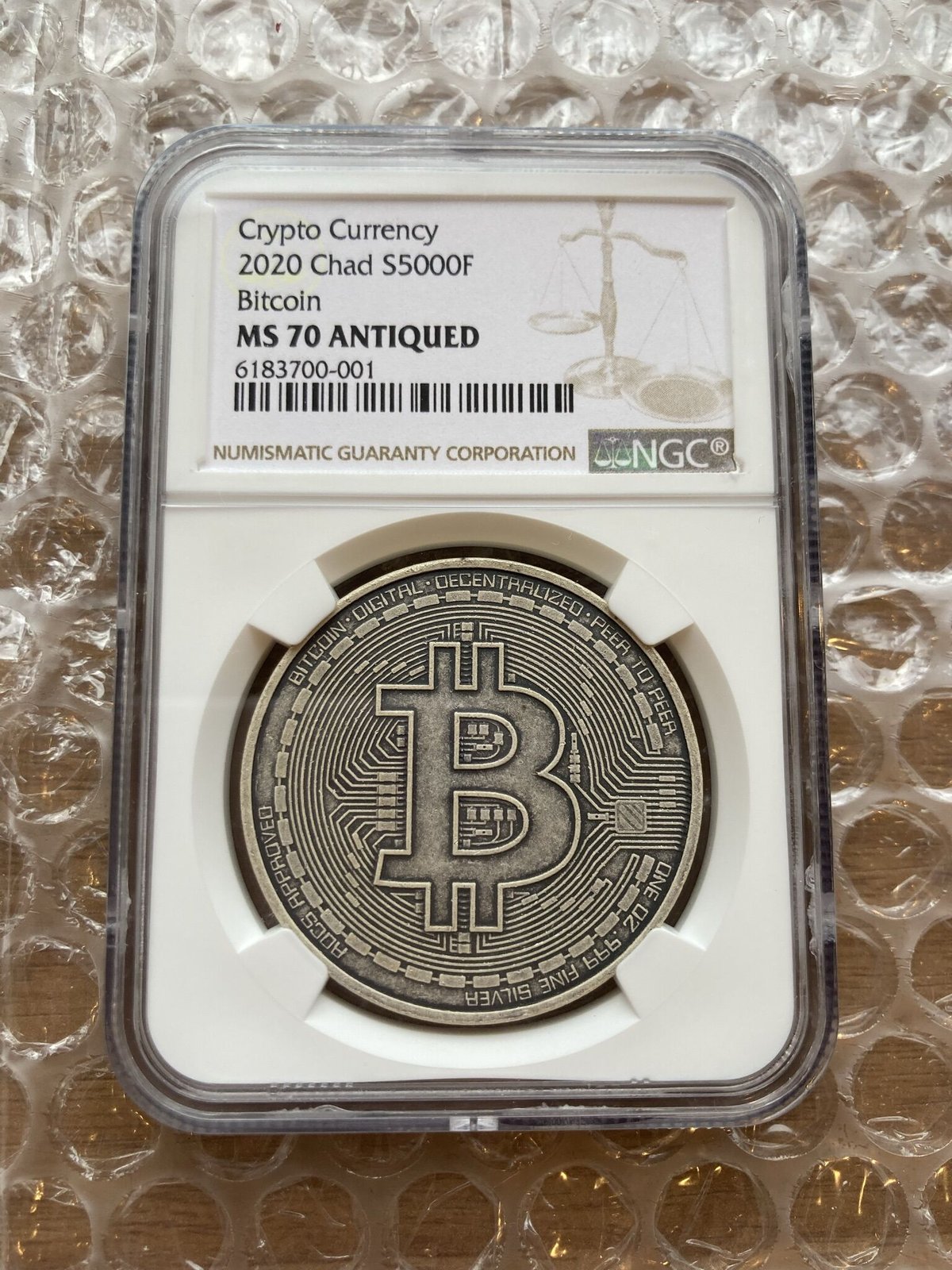 NGC鑑定・MS70】 ビットコイン モチーフ チャド共和国 CFAフラン