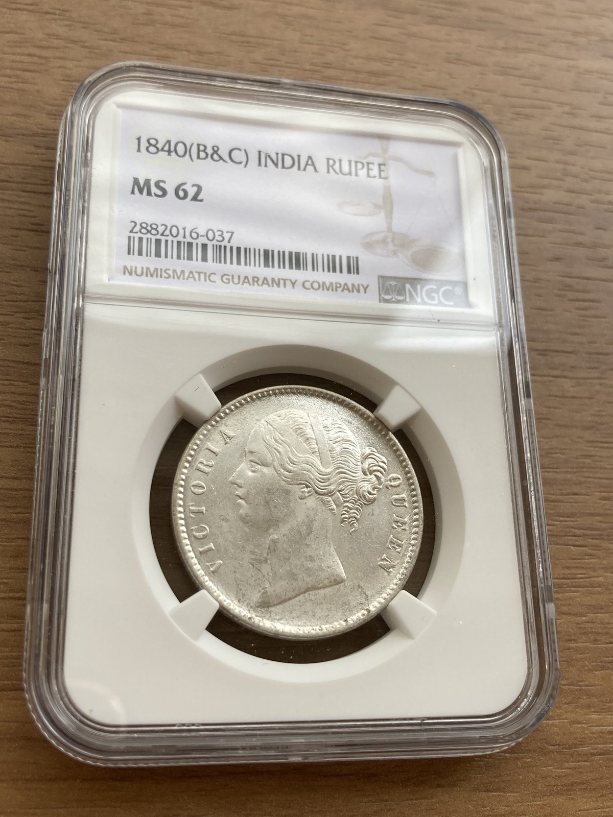 イギリス インド 銀貨】NGC MS61 ルピー ウィリアム・ワイオン