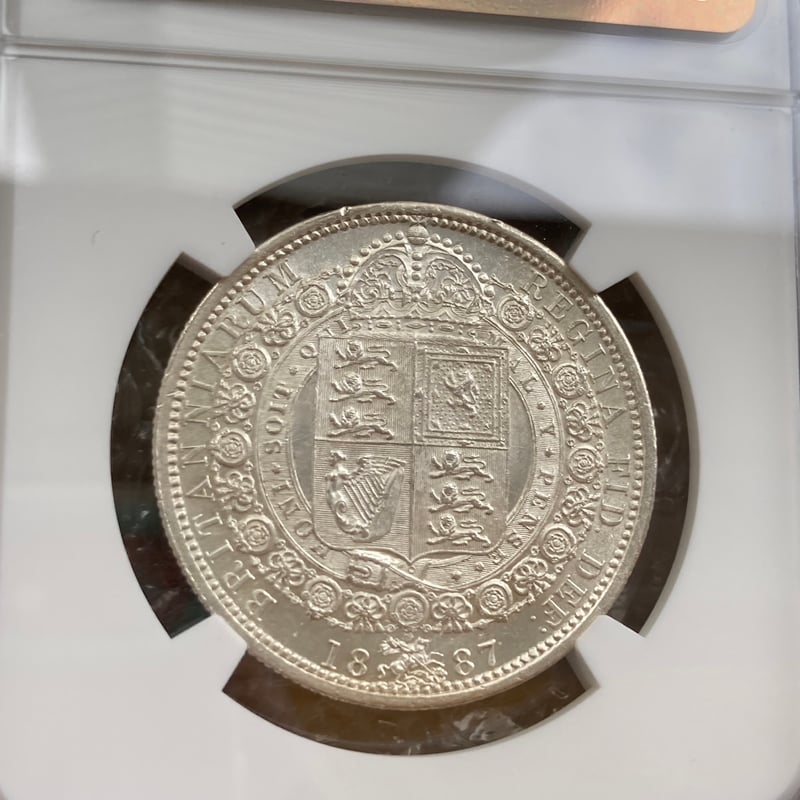 NGC鑑定MS62 1887年 ハーフクラウン銀貨 ヴィクトリア女王 ジュビリー