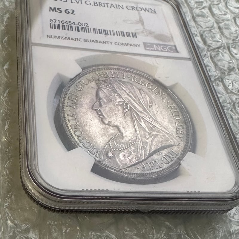 NGC鑑定MS62 クラウン銀貨 ヴィクトリア女王 1893年 ヴェールヘッド
