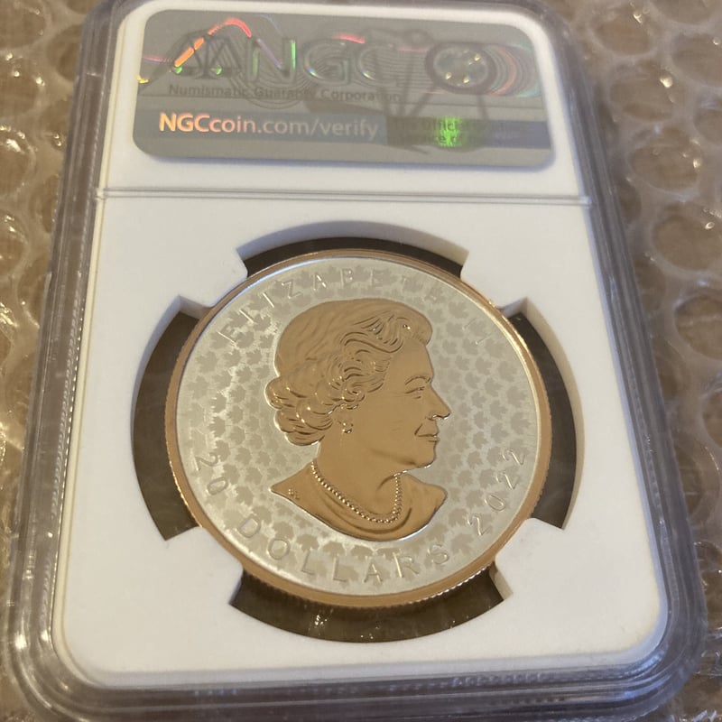 NGC70鑑定・発行即日鑑定】カナダ メイプルリーフ銀貨 2022年 特殊打刻