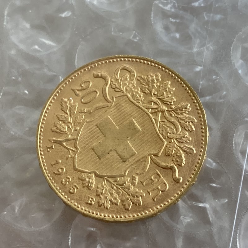 美品・未鑑定品 1935年LB スイス 20フラン金貨 ゴールド アルプスの
