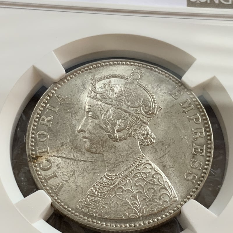 ビカニール州版】NGC鑑定UNC 1892年 英国領インド 1ルピー銀貨