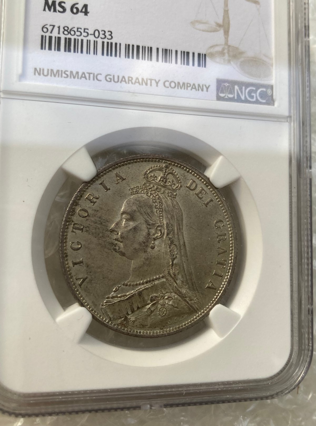 NGC鑑定MS64 1887年 ジュビリーヘッド 1/2c ハーフクラウン銀貨