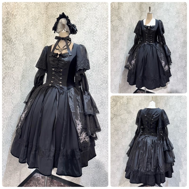 星箱Works】 黒薔薇の貴婦人 編み上げビスチェ風ドレス/A24A01089
