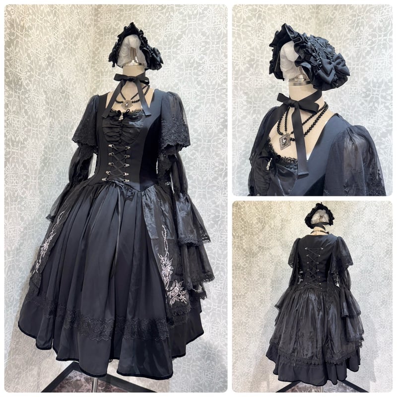 星箱Works】 黒薔薇の貴婦人 編み上げビスチェ風ドレス/A24A01089