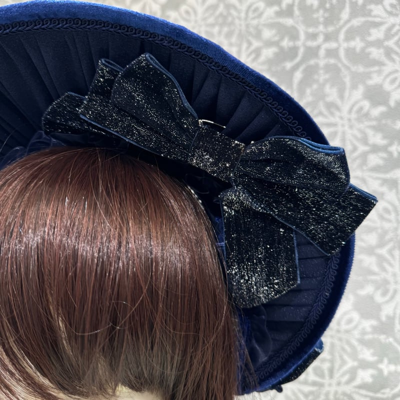 星箱Works】 月の満ち欠け ベルベット刺繍ボンネット/P37203127【お
