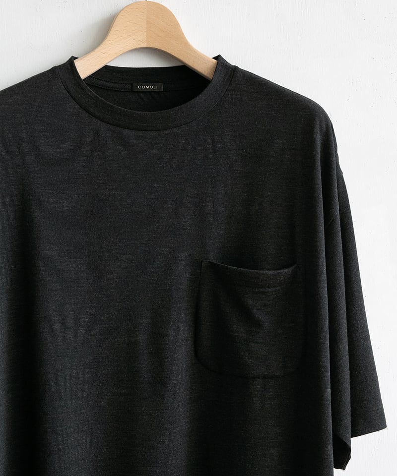 COMOLI _ サマーウール 半袖Tシャツ ( Charcoal ) | Tronica