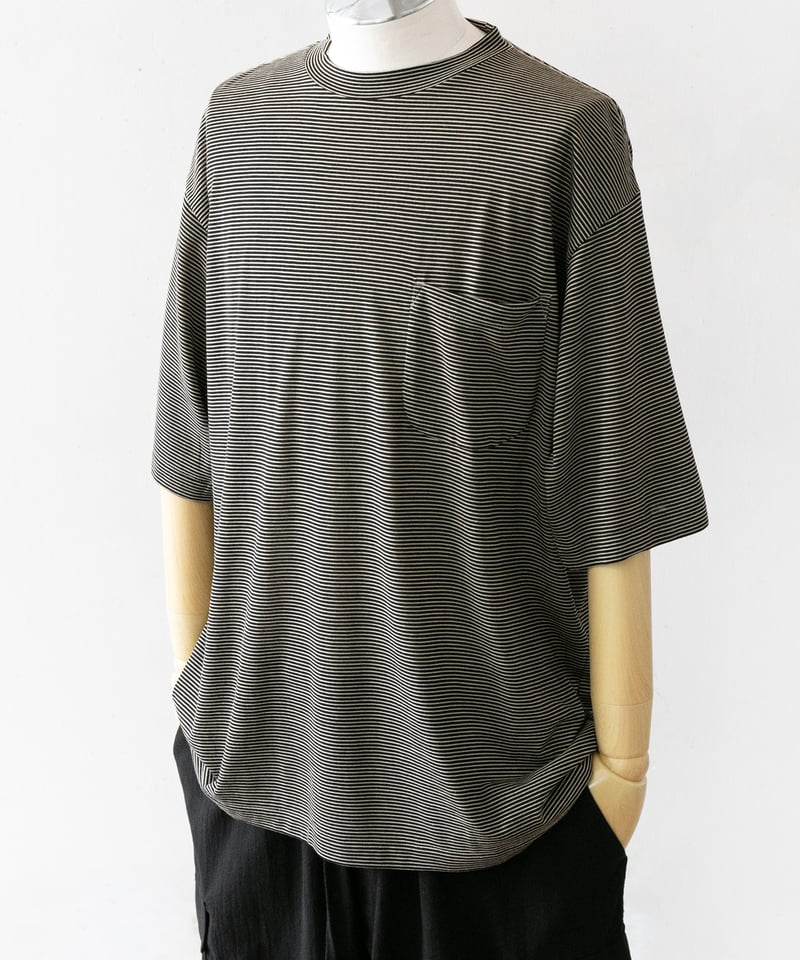 COMOLI _ サマーウール 半袖Tシャツ ( Border ) | Tronica